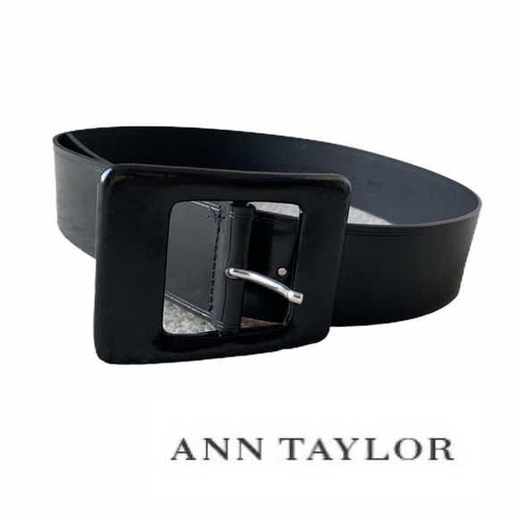 ANN TAYLOR BLACK PATENT LEATHER 2” WIDE BELT